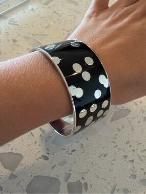 Kate spade - Black and Silver Polka Dot Wide Bangle Bracelet